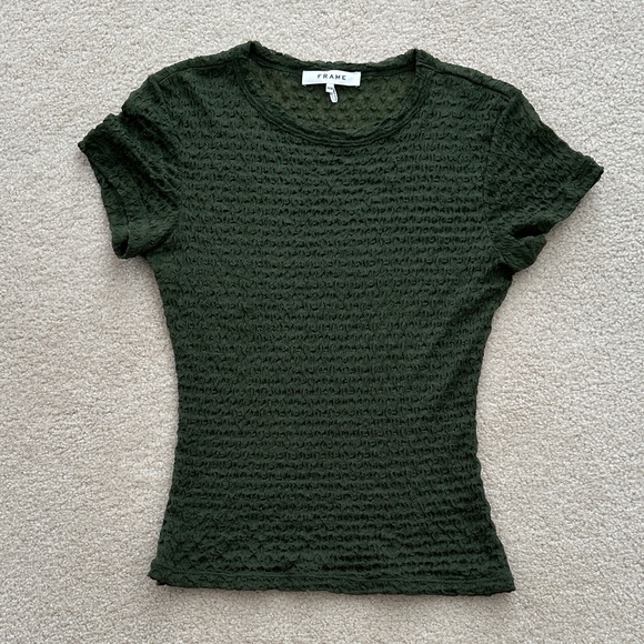 Frame Denim Women's Dark Green Short Sleeve Top - Picture 1 of 3